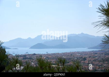 Ein Blick von der berühmten Stadt Marmaris in der Türkei Stockfoto