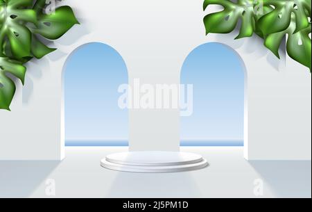 3D realistischer Hintergrund. Kosmetische Podium-Szene für die Präsentation. Stock Vektor