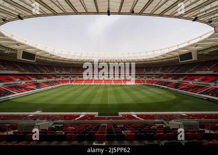 Das Ahmad bin Ali Stadium, einer der 8 Austragungsorte der FIFA Fußball-Weltmeisterschaft Katar 2022, wird bis zu 40.000 Fans bei Spielen bis zum Viertelfinale beherbergen. Stockfoto