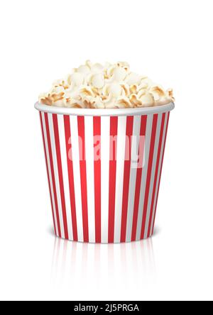 3D realistisches Symbol. Popcorn-Schachtel. Isoliert auf weißem Hintergrund. Stock Vektor