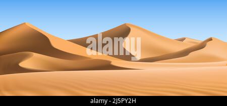 Realistischer Hintergrund von Sanddünen. Wüstenlandschaft. Stock Vektor