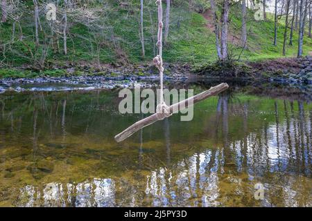 River Swing über den River Lowther, Lowther Estate Stockfoto