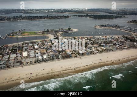 Luftpanorama der Mission Bay in San Diego Stockfoto
