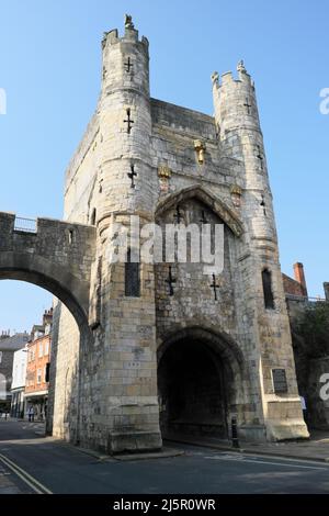 Eingang der Micklegate Bar in der City of York Yorkshire England Stockfoto