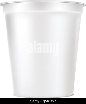 Realistisches Vektorsymbol. Weißes Joghurtbecher-Paket. Farmer Food Mockup. Isoliert auf weißem Hintergrund. Stock Vektor