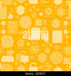 Nahtloses Muster mit nicht fungiblen Token-Konzepten. Digitale Token und Geld. Vektorgrafik. Stock Vektor