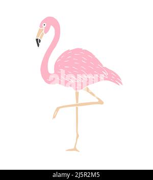 Vektor handgezeichnete Doodle Skizze rosa Flamingo isoliert auf weißem Hintergrund Stock Vektor