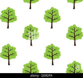 Vektor nahtlose Muster von Hand gezeichneten Doodle Skizze grünen Baum auf weißem Hintergrund isoliert Stock Vektor