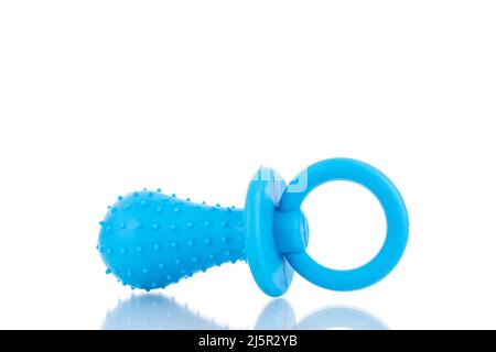 Ein Gummispielzeug für Hunde, Nahaufnahme, isoliert auf weißem Hintergrund. Stockfoto