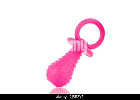 Ein Gummispielzeug für Hunde, Nahaufnahme, isoliert auf weißem Hintergrund. Stockfoto