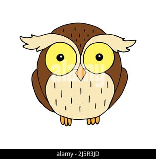 Vektor farbige Hand gezeichnete Doodle Skizze Eule isoliert auf weißem Hintergrund Stock Vektor