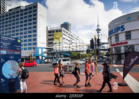 Business Center mit Gebäuden in Auckland, Neuseeland Stockfoto