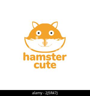 Gesicht niedlich orange Hamster Logo Design Vektor Grafik Symbol Illustration kreative Idee Stock Vektor