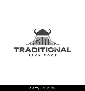 Traditionelles Gebäude Dach java Logo Design Vektor Grafik Symbol Illustration kreative Idee Stock Vektor
