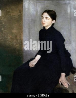 „Porträt einer jungen Frau. The Artist's Sister Anna Hammershøi' von der dänischen Künstlerin Vilhelm Hammershoi (1864-1916), Öl auf Leinwand, 1885 Stockfoto