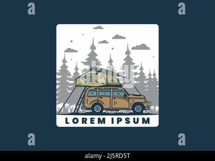 Auto Dach Camping Illustration Design Stock Vektor