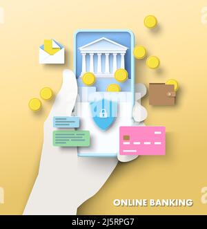Mobile Online-Banking-App und sicherer Zugriff Stock Vektor