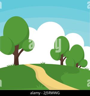 Poster Bäume Wald Landschaft Vektor Illustration Stock Vektor
