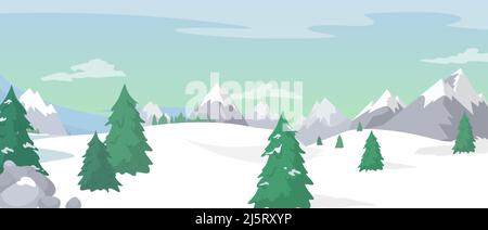 Winter nahtlose Montage und Wald Vektor Cartoon Stock Vektor