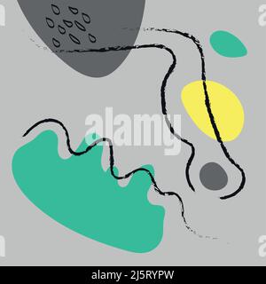 Vektorgrafik mit Farben im Boho-Stil. Abstrakte Aquarell geometrischen Formen der Balance, Pflanzen, Natur, Sonne, Mond. Design für Cover, Social Stock Vektor