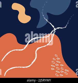 Vektorgrafik mit Farben im Boho-Stil. Abstrakte Aquarell geometrischen Formen der Balance, Pflanzen, Natur, Sonne, Mond. Design für Cover, Social Stock Vektor