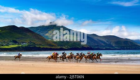 Glenbeigh Races auf Rossbeigh Beach County Kerry, Irland Stockfoto