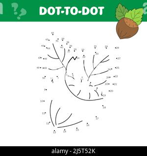 Zahlen Spiel, Bildung Punkt zu Punkt Spiel für Kinder, Haselnuss auf weiß Stock Vektor