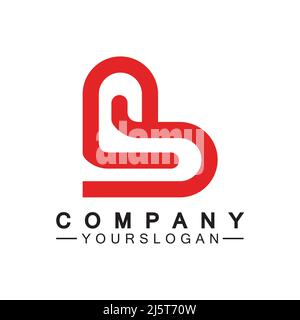 Anfangsbuchstabe B Love Heart Logo Stock Vektor