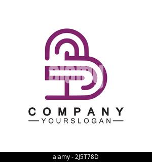Anfangsbuchstabe B Love Heart Logo Stock Vektor