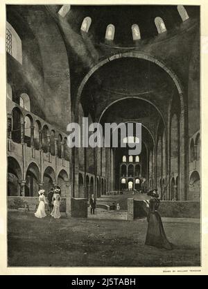 Innenansicht der Westminster Cathedral im Bau, 1902. Die Westminster Cathedral ist die Mutterkirche der römisch-katholischen Kirche in England und Wales. Es ist die größte katholische Kirche in Großbritannien Stockfoto