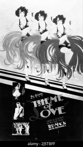 Handgemalte Ausstellung um 1930 für das Thema der Publix Revue DER LIEBE mit TED MACK und seinen Jazzmaniacs Live-Prolog für Paramount Publix Movie Theatres Stockfoto