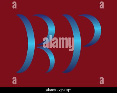 Vektorgrafiken, die ein Monogramm aus den Buchstaben R und P zeigen, die durch Transformationen und das Zusammenführen eines Kreises entstanden sind. Stock Vektor