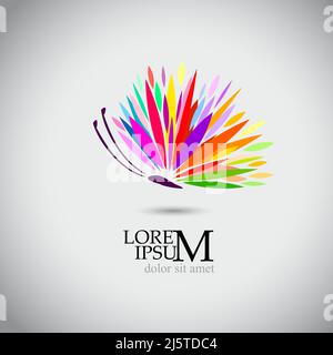 Grafische Ikone des Schmetterlings. Logo stilisierte Lotus Schmetterling. Vektorgrafik Stock Vektor