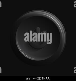 Ein/Aus-Taste. Dunkles, monochromatisches rundes Symbol. Vektorgrafik Stock Vektor
