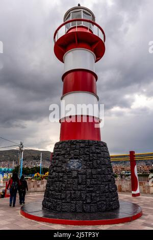 Der Leuchtturm Am Titicacasee, Puno Bay, Puno, Peru. Stockfoto