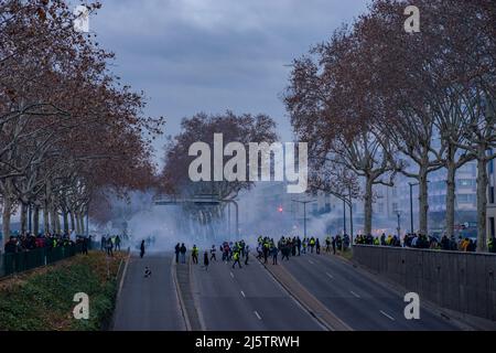 Lyon, Frankreich, 26. Januar 2019. Demonstrationen von Gelbwesten (Gelbwesten). Stockfoto