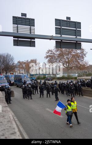 Lyon, Frankreich, 5. Januar 2019. Demonstrationen von Gelbwesten (Gelbwesten). Stockfoto