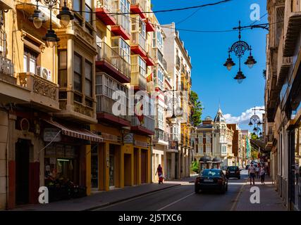 Enge Gassen in Cartagena, Murcia, südöstlicher Teil Spaniens Stockfoto