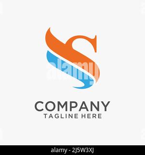 Logo mit S Fly-Schriftzug im Buchstaben Stock Vektor