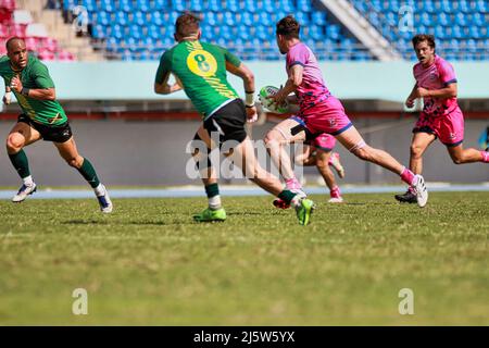 2022 wurde auf den Bahamas ein Sieben-Qualifikationsturnier im Rugby AUSGETRAGEN Stockfoto