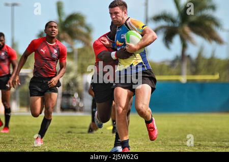 2022 wurde auf den Bahamas ein Sieben-Qualifikationsturnier im Rugby AUSGETRAGEN Stockfoto