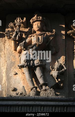 21. Dezember 2021, Halebidu, Karnataka, Indien, Hoysaleswara Tempel Skulptur Arbeit, 12.-Jahrhundert Hindu-Tempel Shiva gewidmet. Stockfoto