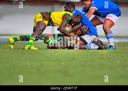 2022 wurde auf den Bahamas ein Sieben-Qualifikationsturnier im Rugby AUSGETRAGEN Stockfoto