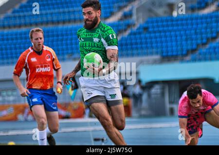 2022 wurde auf den Bahamas ein Sieben-Qualifikationsturnier im Rugby AUSGETRAGEN Stockfoto