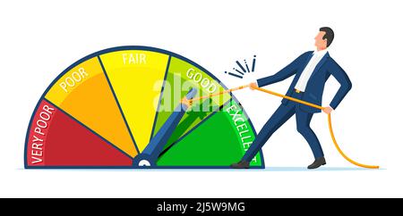 Geschäftsmann Ändert Persönliche Kreditinformationen. Stock Vektor