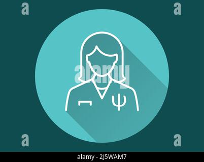 Psychologe Symbol. Einfache Illustration mit langem Schatten für Grafik- und Webdesign. Stock Vektor