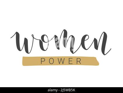 Vektorgrafik. Handgeschriebener Schriftzug von Women Power. Vorlage für Karte, Etikett, Postkarte, Poster, Aufkleber, Print- oder Web-Produkt. Stock Vektor