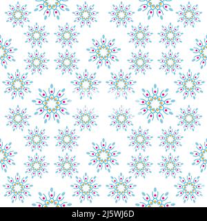 Schönes, nahtloses geometrisches Blumenmuster. Abstrakte florale Hintergrund Design-Vorlage. Farbenfrohes, stylisches Grafikdesign. Kachelbare Retro-Ornamente Stock Vektor