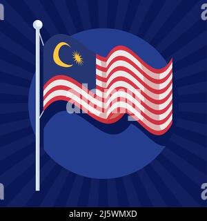 malaysia Flagge in Pole Stock Vektor