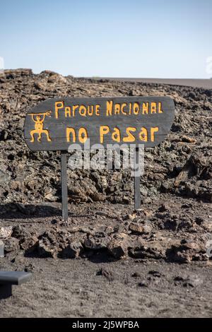 Der Nationalpark Timanfaya auf Lanzarote, die östlichste der Kanarischen Inseln, ist das Land des Feuers und der Vulkane Stockfoto